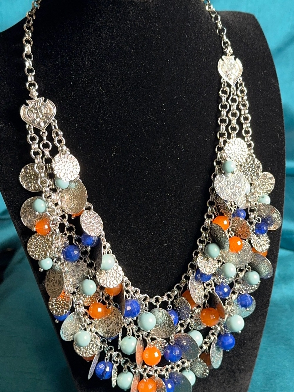 RJ Graziano Boho Silver Tone Statement Necklace